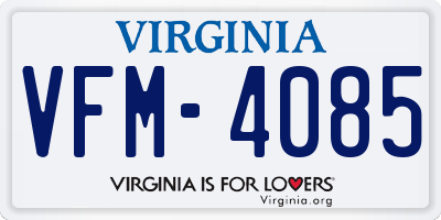 VA license plate VFM4085