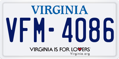 VA license plate VFM4086