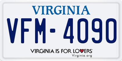 VA license plate VFM4090