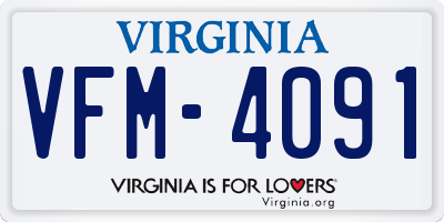 VA license plate VFM4091
