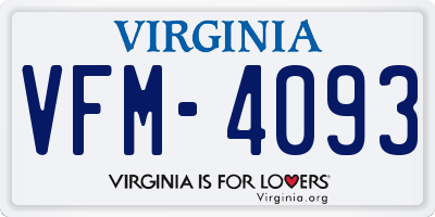 VA license plate VFM4093
