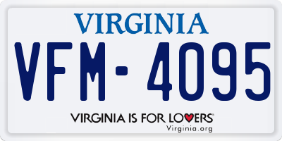 VA license plate VFM4095