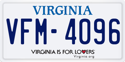 VA license plate VFM4096