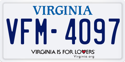 VA license plate VFM4097