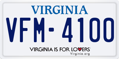 VA license plate VFM4100
