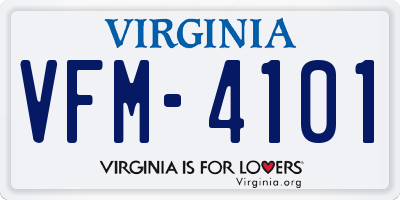 VA license plate VFM4101