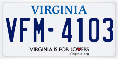 VA license plate VFM4103