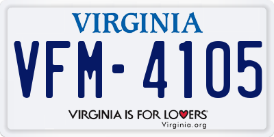 VA license plate VFM4105