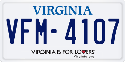 VA license plate VFM4107