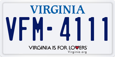 VA license plate VFM4111
