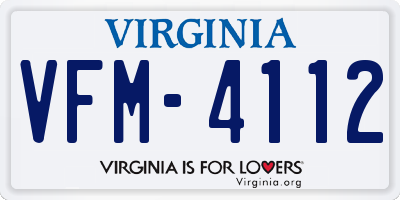 VA license plate VFM4112