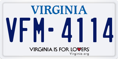 VA license plate VFM4114