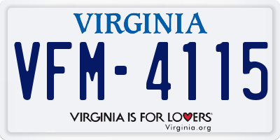 VA license plate VFM4115
