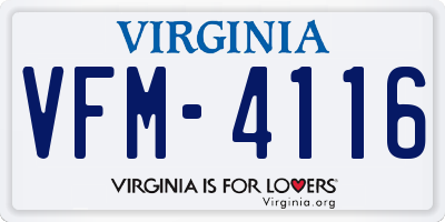VA license plate VFM4116