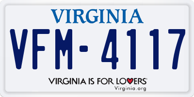 VA license plate VFM4117
