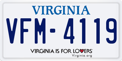 VA license plate VFM4119