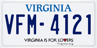 VA license plate VFM4121
