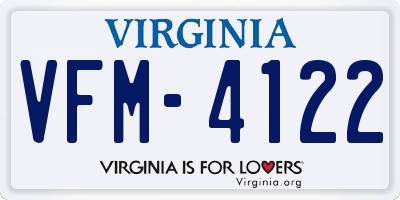 VA license plate VFM4122