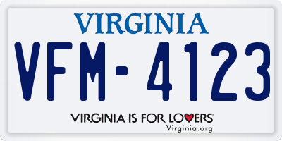 VA license plate VFM4123