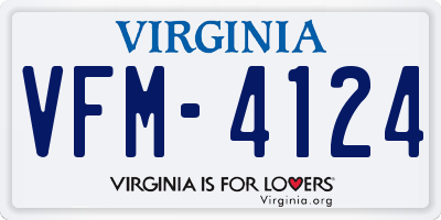 VA license plate VFM4124