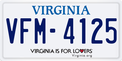 VA license plate VFM4125