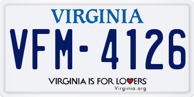 VA license plate VFM4126