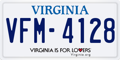 VA license plate VFM4128