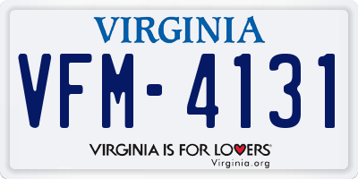 VA license plate VFM4131