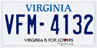 VA license plate VFM4132