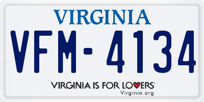 VA license plate VFM4134