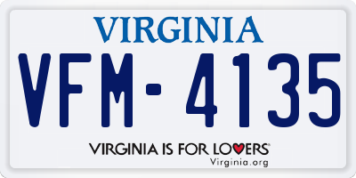 VA license plate VFM4135