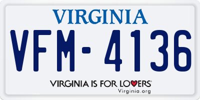 VA license plate VFM4136