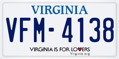 VA license plate VFM4138