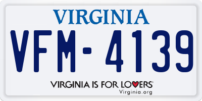 VA license plate VFM4139