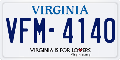 VA license plate VFM4140