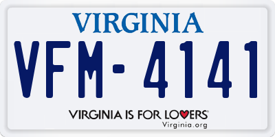 VA license plate VFM4141