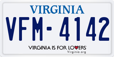 VA license plate VFM4142