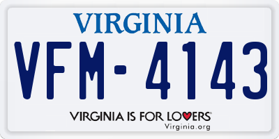 VA license plate VFM4143