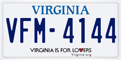 VA license plate VFM4144