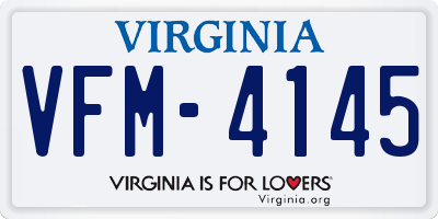 VA license plate VFM4145