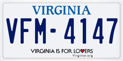 VA license plate VFM4147
