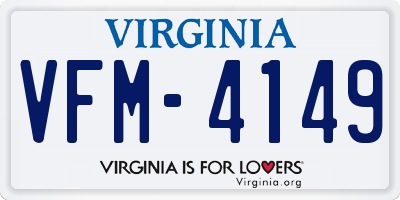 VA license plate VFM4149