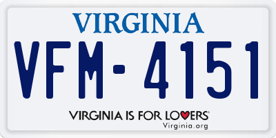 VA license plate VFM4151