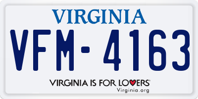 VA license plate VFM4163