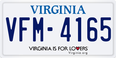 VA license plate VFM4165