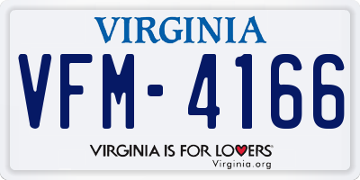 VA license plate VFM4166