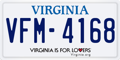 VA license plate VFM4168