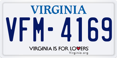 VA license plate VFM4169