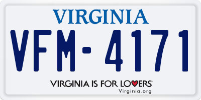 VA license plate VFM4171