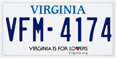 VA license plate VFM4174